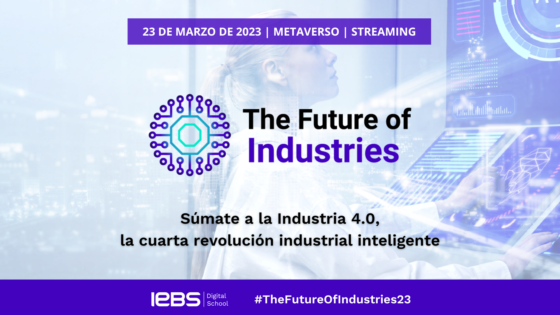 Banner de un evento sobre Industria 4.0 organizado por IEBS